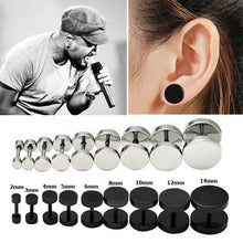 Load image into Gallery viewer, 1 Piece Fashion Punk Earrings Double Sided Round Bolt Stud Earrings Male Gothic Barbell Black Earrings Men women Jewelry Gifts